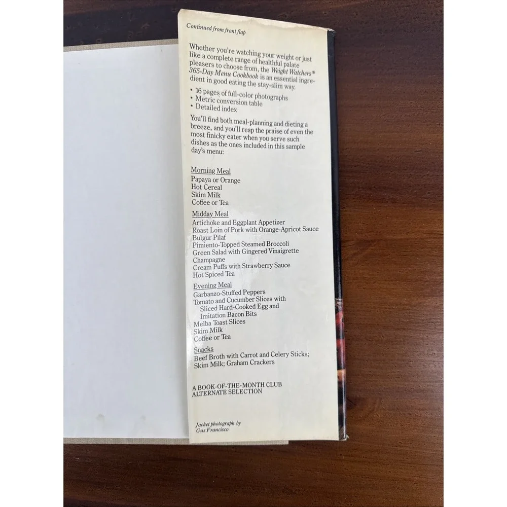 365-Day Menu‎ Cookbook by Weight Watchers 1981 Hardcover Dust Jacket
